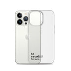 Coque iPhone 13 Pro, texte noir, à côté du téléphone : « ta crush ? for sure. »