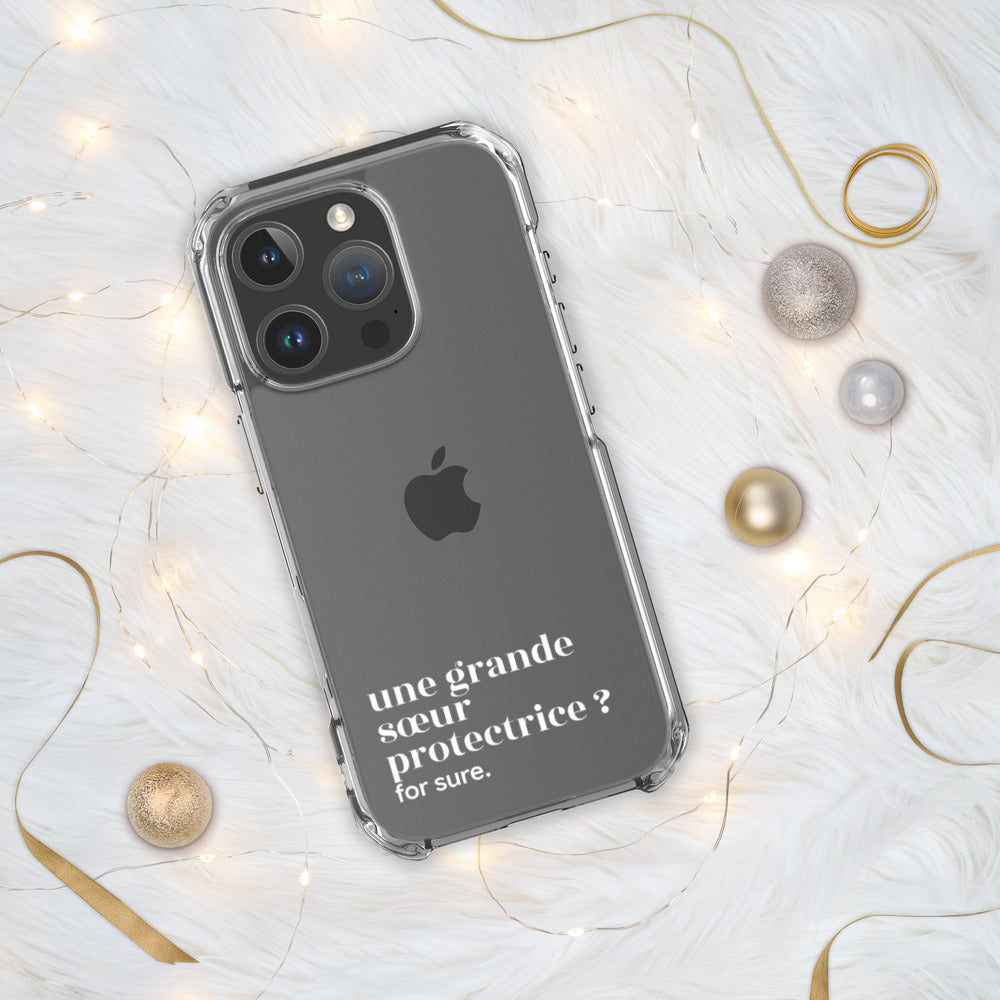 Coque iPhone « une grande sœur protectrice ? for sure. », ambiance de Noël