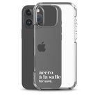 Coque iPhone 16 Pro Max, texte blanc, à côté du téléphone : « accro à la salle ? for sure. »