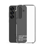 Coque Samsung transparente « une grande sœur protectrice ? for sure. » à côté du téléphone