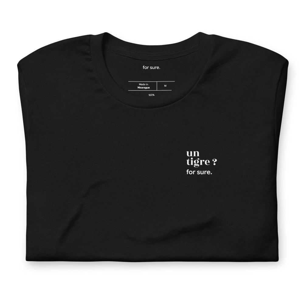 T-shirt noir « un tigre ? for sure. », plié