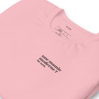 T-shirt rose « une mamie moderne ? for sure. », vue en biais