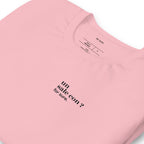 T-shirt rose « un sale con ? for sure. », vue en biais