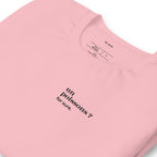 T-shirt rose « un poissons ? for sure. », vue en biais