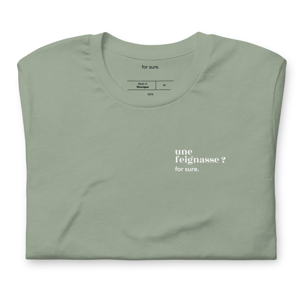 T-shirt kaki « une feignasse ? for sure. », plié
