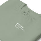 T-shirt kaki « la sœur préférée ? for sure. », vue en biais