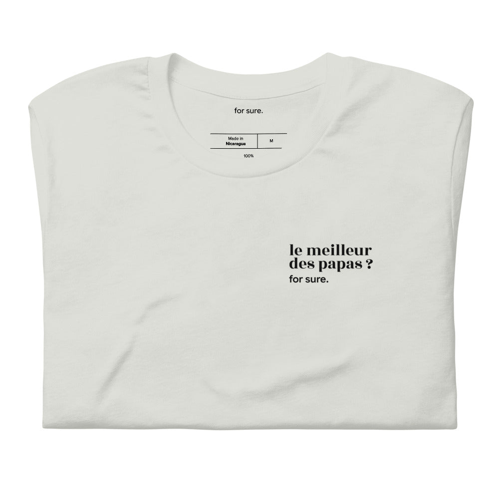 T-shirt gris « le meilleur des papas ? for sure. », plié