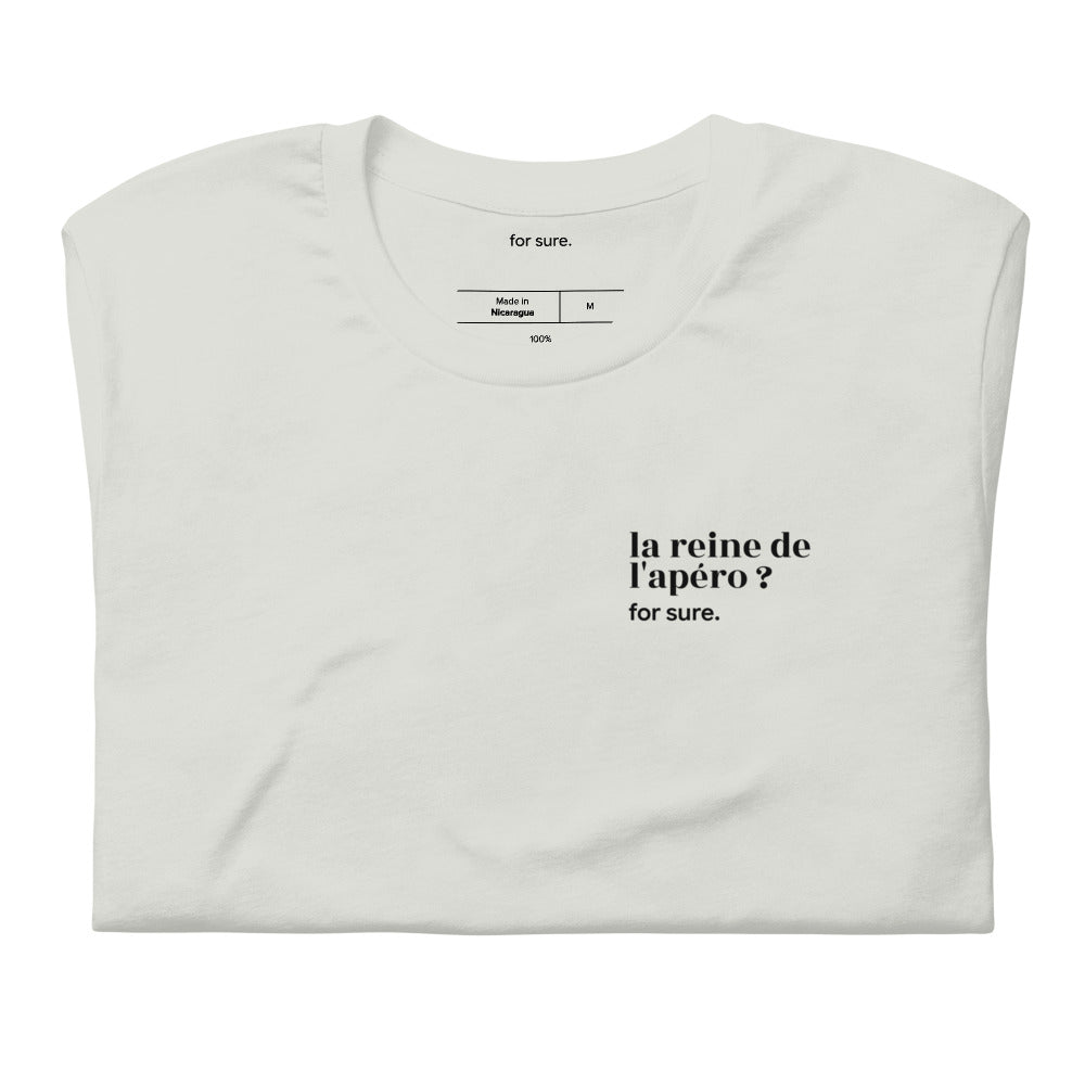 T-shirt gris « la reine de l'apéro ? for sure. », plié