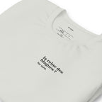 T-shirt gris « la reine des blagues ? for sure. », vue en biais