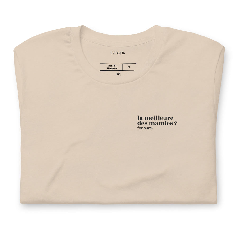 T-shirt beige « la meilleure des mamies ? for sure. », plié