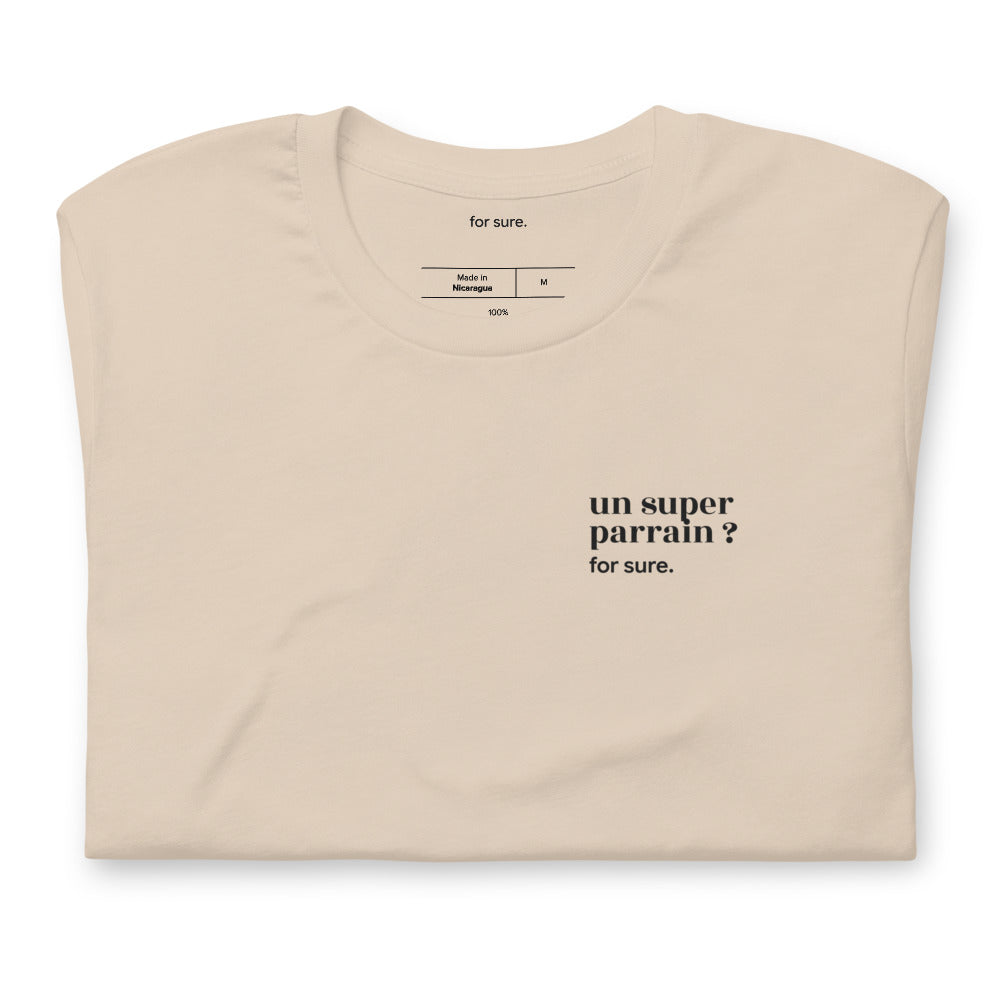 T-shirt beige « un super parrain ? for sure. », plié