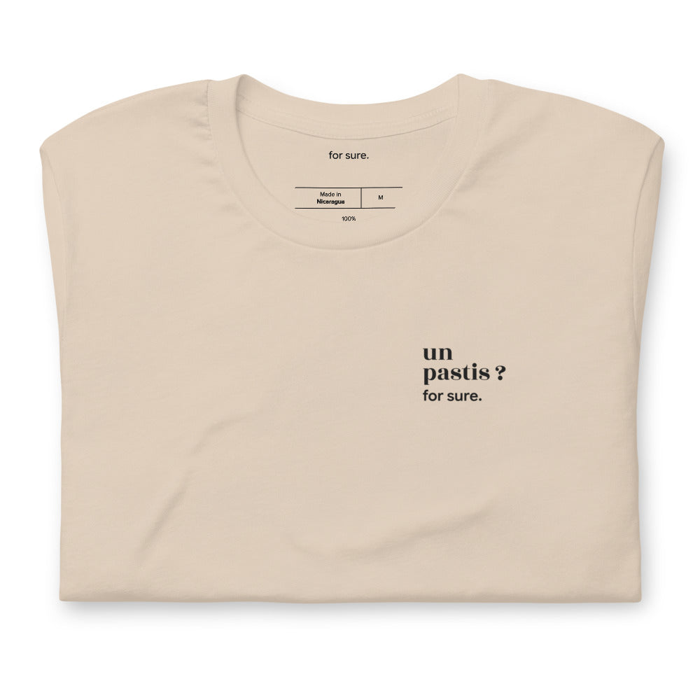 T-shirt beige « un pastis ? for sure. », plié