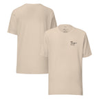 T-shirt beige « un vierge ? for sure. », face et dos
