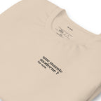 T-shirt beige « une mamie moderne ? for sure. », vue en biais