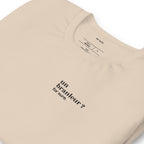 T-shirt beige « un branleur ? for sure. », vue en biais