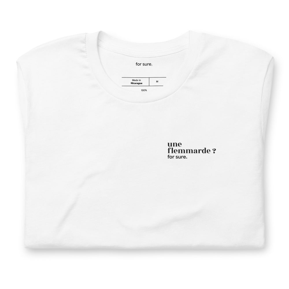 T-shirt blanc « une flemmarde ? for sure. », plié