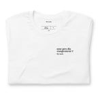 T-shirt blanc « une pro du rangement ? for sure. », plié