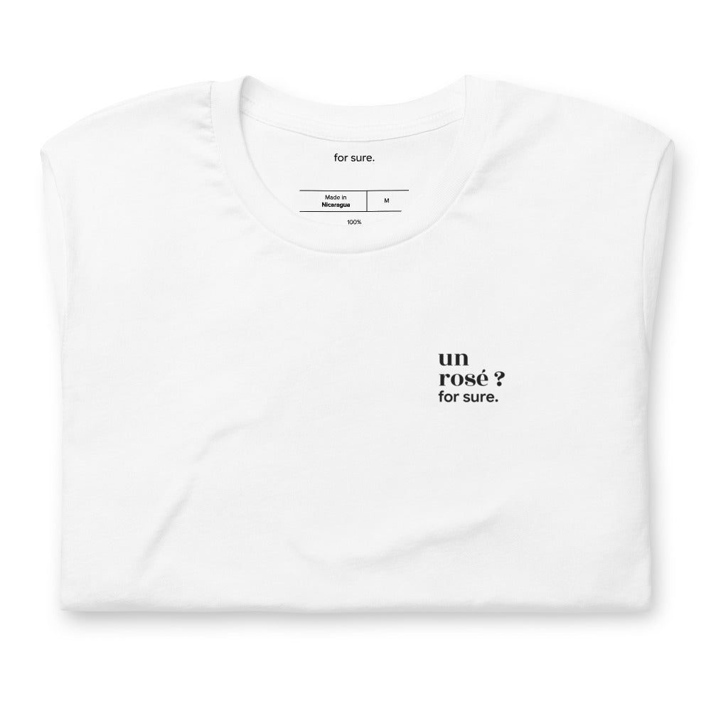 T-shirt blanc « un rosé ? for sure. », plié
