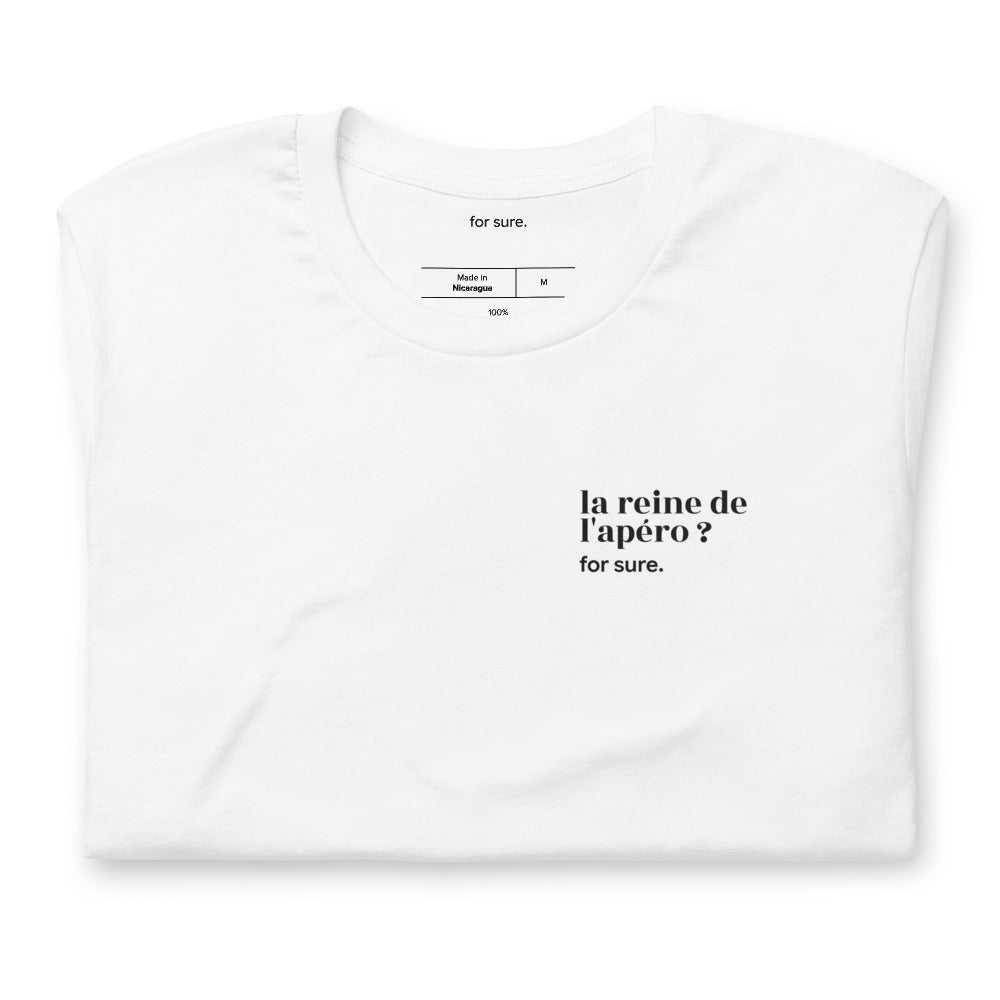 T-shirt blanc « la reine de l'apéro ? for sure. », plié